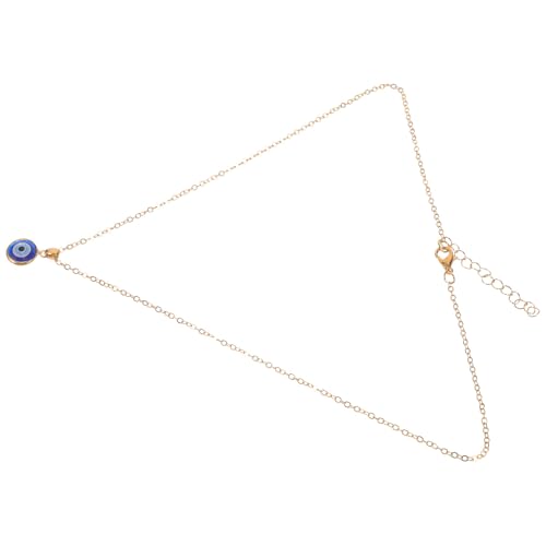 HORIALENCE Collar Colgante de Ojo Malvado Azul Estilo Turco Borde Dorado, Cadena Ajustable de Amuleto para Mujer, Joyería de Protección y Suerte, Gargantilla de Ojos Azules