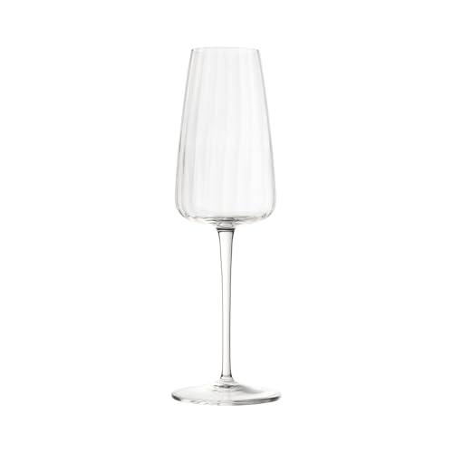 Luigi Bormioli Optica Champagne Flutes 4 x 210ml Crystal Wine Glasses, Dishwasher Safe