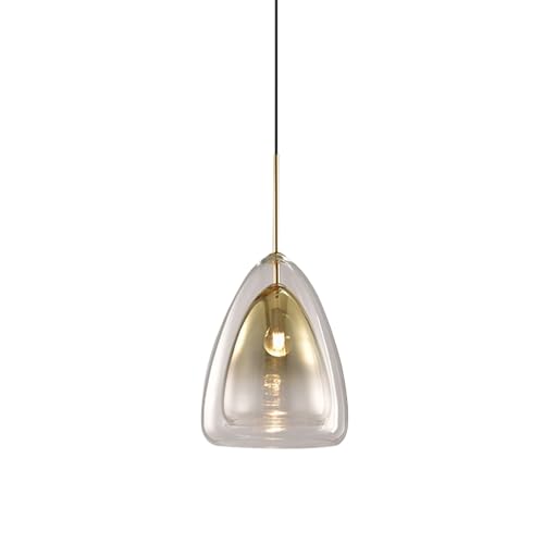 Lampe suspendue dorée en verre double couche pour intérieur chic