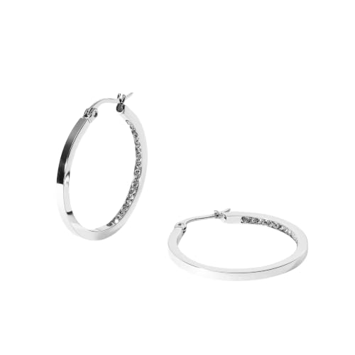 Purelei Inner Shine Creolen Ohrringe – Edelstahl 18K Vergoldet/Rosévergoldet oder Silber – 30 mm Ø, 2 mm Breite - Damen Ohrringe (Silver) – Ansicht 1