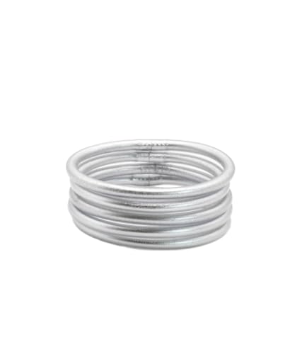 MAJALE Flexibles und leichtes buddhistisches Armband - Glücksbringer- und Schutzgeschenk - 3 oder 5 Blattgoldsstilsarmbänder Set (5 Stücke, versilbert-S).