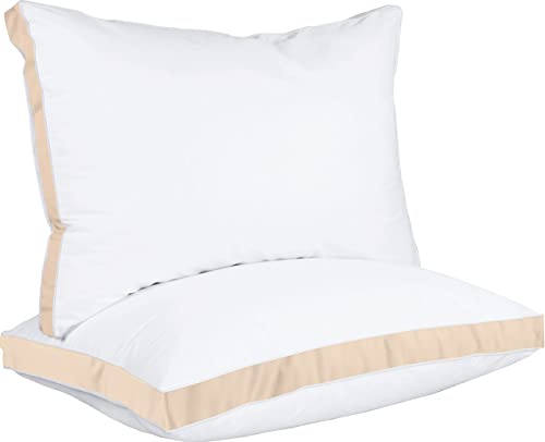 Utopia Bedding Bed Pillows for Sleeping Queen Size (Beige), Set of 2, Cooling Hotel Quality, Gusseted Pillow for Back, Stomach or Side Sleepers