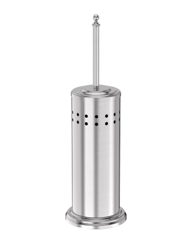 Image of Dowry Toilet Plunger with Holder for Bathroom Silver | Hidden Toilet Bowl Cleaners Long Handle with Cover Powerful Force Suction Cup Heavy Duty Deep Cleaning