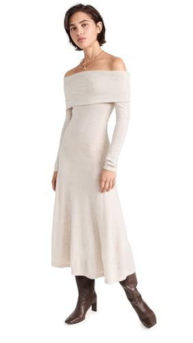 Autumn Cashmere Women's Off Shoulder Flared Cashmere Dress, Mojave, Off  White, M at Amazon Women's Clothing store