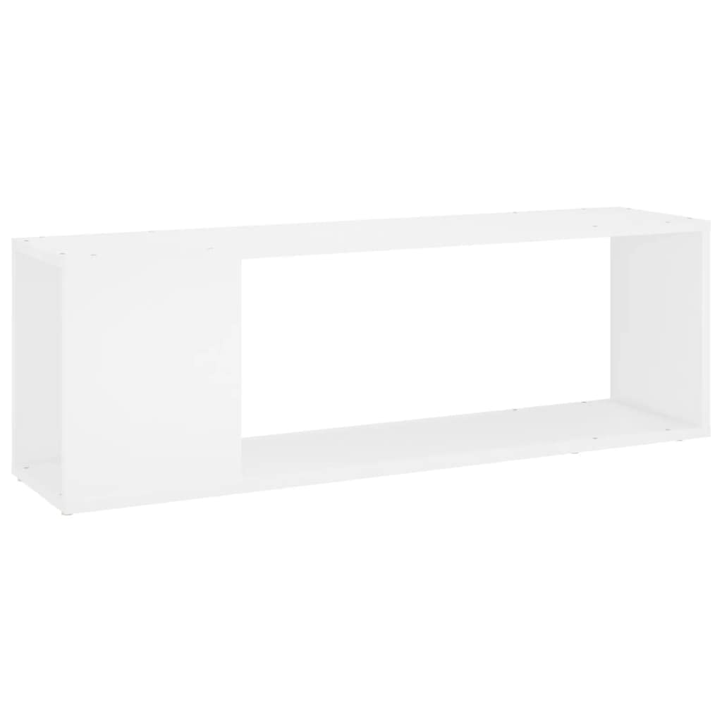 Meuble TV Blanc Moderne 100 cm Largeur pour Salon, Bibliothèque Étagère avec Portes en Bois d'Ingénierie Stable, Meuble Bas Télévision Design Élégant 32 cm Hauteur