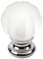 Century Tahoe 1-1/4" Glass & Solid Brass Base Cabinet knob and Drawer Pull, 18409-26F, Polished Chrome/Frosted, 100 Pack