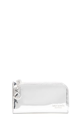 ケイト・スペード ニューヨーク レディース Devin ペブルド レザー スモール スリム 二つ折り財布, シルバー缶タブ。, One Size