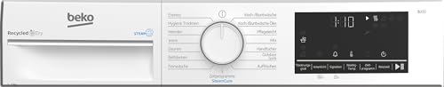 Beko B3T41239A Wäschetrockner, 7 kg, Frontlader Wärmepumpentrockner, SteamCure - Dampffunktion, kombinierter Filtermechanismus, 15 Programme, Knitterschutz, AquaWave Schontrommel, 54,3 cm tief, Weiß