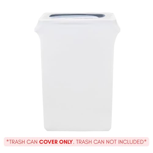 Image of YOUR CHAIR COVERS - 23 Gallon Spandex Slim Jim Narrow Trash Can Cover - White (Cover ONLY, Trash CAN NOT Included)