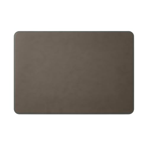 Eglooh - Herms Deluxe - Desk Mat for Office Made of Taupe Grey Leather - Desk Mat cm 50x35 - Large Mouse Pad with Rounded Corners and Blue Stitchings - Made in Italy
