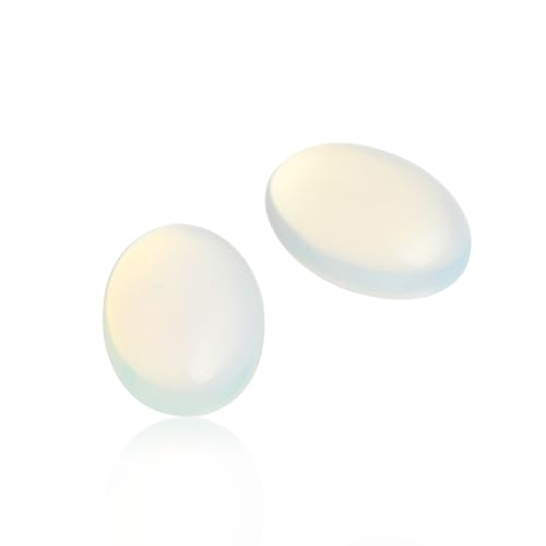 GEM-Inside White Opalite Gemstone Cabochon for Jewelry Crystal Flat Back Oval Semi Precious 5PCS 8x10mm CAB