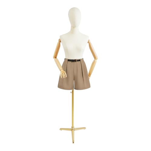 Manichino femminile display manichino corpo regolabile in altezza con braccia flessibili (oro, 157-215 cm)