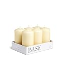 Cone Top Pillar Candles by Bask - Set of 6 - 3' x 6' Dripless Unscented Candles in Ivory for Home...