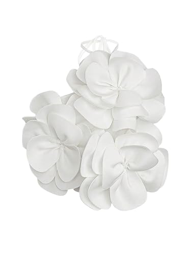 WDIRARA Women's 3D Flower Backless Halter Cami Top Sleeveless Camisole Crop Tops