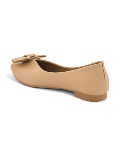 Image of XE Looks Stylish Ballerinas with Gold Bow Accent - Comfortable, Versatile, and Ideal for Elevating Your Everyday Outfits for Girls & Womens