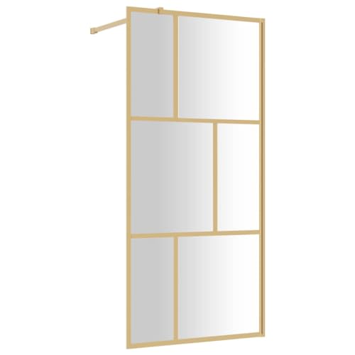 vidaXL Mampara Puerta de Ducha Vidrio Transparente ESG Dorado 90x195cm