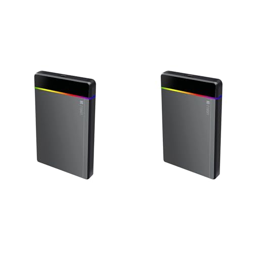 Ynusgeyx 2Conjunto Caja para Disco Duro Externo HDD/SSD de 2,5 Pulgadas, Tipo C, RGB, SATA A USB 3.2 Gen1, 5 Gbps, Sin Herramientas