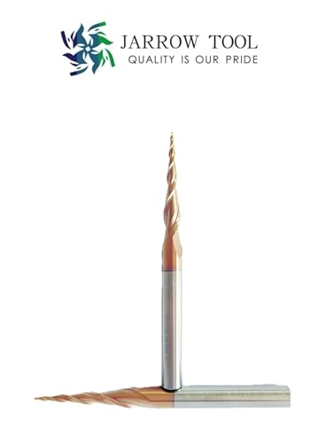Image of 2pcs Tapered Ball Nose End Mill 2.0mm Tip Diameter (Radius=1.0mm) 5 /4 inch*1 /4 inch *3 inchShank with CNC Router Bit 2D and 3D Engrave Carving Woodworking Tool
