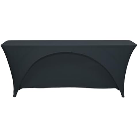 YOUR CHAIR COVERS - Spandex 6 Ft x 18 Inches, Narrow Classroom Open Back Rectangular Training Stretch Tablecloth - Black Cover