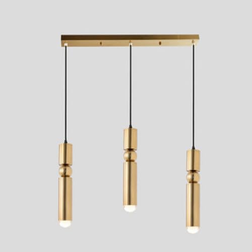 Lustre suspension 3 lampes design moderne noir et or brossé pour cuisine