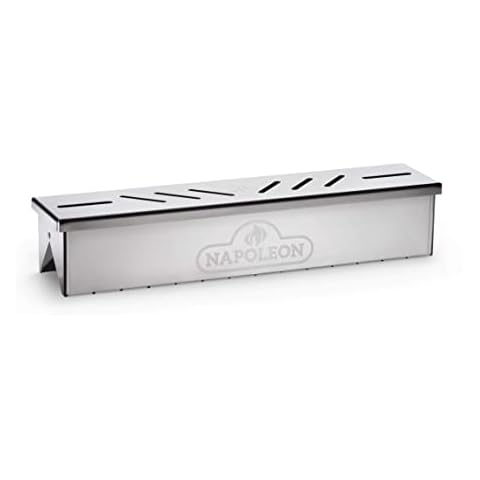 Napoleon Stainless Steel Smoker Box 67013 Add Smoky Flavor to BBQ, Easily Turn Gas Grill Into Smoker, Add Wood Chips or Chunks to Smoke Food on Barbecue 16.25 x 2.54 x 3.5 Cover