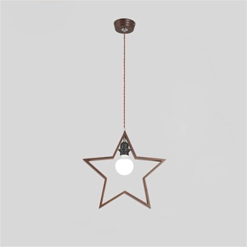 Lustre créatif pentagram en bois massif noble, suspension d'art décoratif haut de gamme