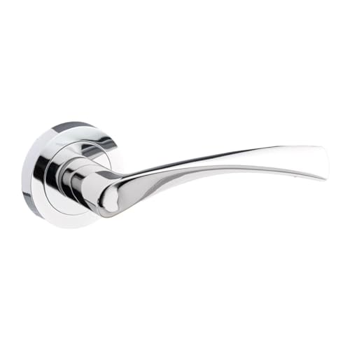 Designer Levers - Marvel Lever on Rose Door Handle - Contemporary Design- Polished Chrome - 1 Pair - Fixings Included - Interior Use