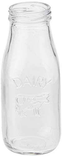 Circleware Country Milk Bottles, Set of 6, 10.5 oz, Drinking Glasses Glassware for Water Juice, Beer and Bar Liquor Dining Decor Beverage Gifts, 6pc, Dairy Cow Set