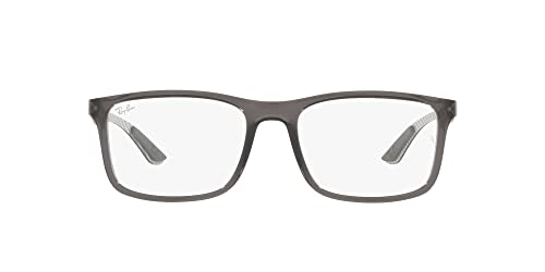 Ray-Ban Rx8908 Rectangular Prescription Eyewear Frames, Transparent Grey/Demo Lens, 53 Mm #TOP28