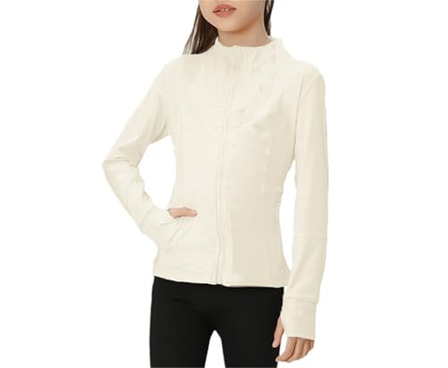 Cromoncent Girls' Athletic Full Zip Lightweight Yoga Jacket with Thumb Holes, 3-10 Years2