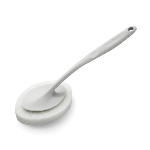Borrador de Cepillo Mango Largo, Esponja mágica for Limpieza Artesanal, Compatible con lavavajillas, Cocina, baño, Accesorio Herramienta Lavado(White)