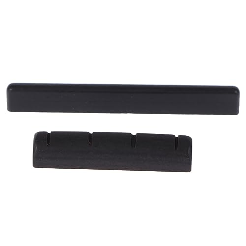 BESPORTBLE 4 Strings Ebony String Ukulele Guitar Replacement Bridge Saddle and Nut Kit Durable Guitar Accessory for Easy Playability and Enhanced Sound Quality