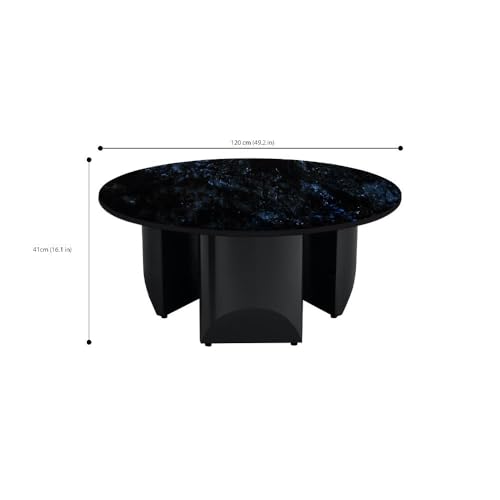 Image of Wakefit Kopi Coffee Table I Marble Finish I Vitrified Tile Top I Volga Blue