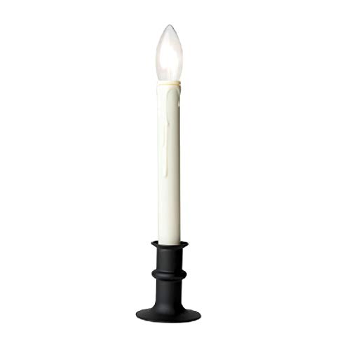 Battery Operated LED Window Candles with Streetside Brightness Dual LED Bulb with Daily Timer and Adjustable Height (Black)