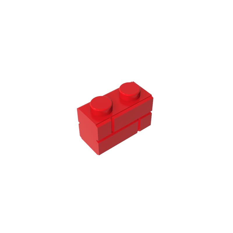 Gobricks GDS-631 Brick Special 1 x 2 with Masonry Brick Profile 50PCS Compatible with Lego Toy 98283 DIY Parts and MOC Components for Major Brick Brands Color?Red 21