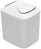 InterDesign Una Vanity Countertop Wastebasket Trash Can, White.