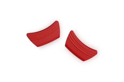 Image of Le Creuset Silicone Set of 2 Handle Grips, 5 inch x 2 1 /2 inch Each, Cerise