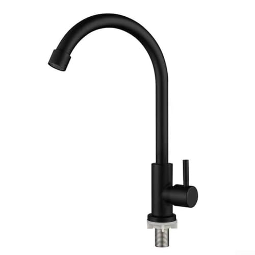 Grifo de cocina G1/2, purificador de agua de grifo de cocina negro, un solo agujero, grifo giratorio de 360° para fregadero, agua fría