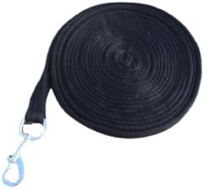Cwell Equine Soft Cushion Horse Lunge Line Large Dog Training Lead 8 meter BLACK