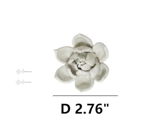 Image of Ceramic Flower Wall Art Decor, Artificial Flower Wall Sculpture,Handmade Ceramic Flowers for Home,Hallway,Living Room, Kitchen,Bathroom (Spotted Color,Succulent Plants, 2.76 inch)