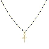HMJGDHX Feng Shui, pequeño Collar con Cruz de Plata de Ley 925 para Mujer, Cadena Larga Especial, Colgante, Cadenas de Cierre con Perlas Finas, Delicado