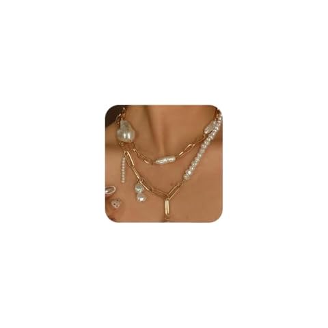 Octwine Dainty Boho Pearls Choker Necklace Chain Multilayer Choker Necklaces for Women Cover
