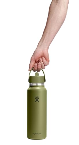 Image of Hydro Flask Water Bottle - Insulated Stainless Steel - Wide Straw Lid, Non Spill, Leakproof in 40 Oz Palmer Green