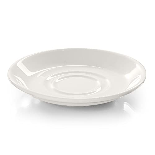 Modermo Piattino in Porcellana, Diametro Ø 12,7 cm, linea Prima, Bianco, Porcellana di Alta Qualità, Piattino Tazza Tazzina Tè Caffè, Lavabile in Lavastoviglie