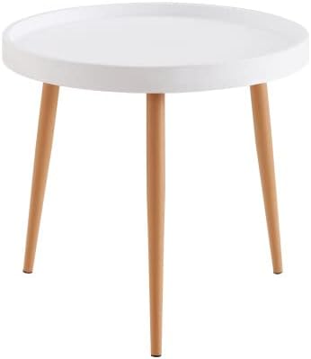 Mesa redonda blanca pequeña, mesa de estudio de estilo moderno para niños, mesa de comedor de cocina con escritorio de MDF, mesa auxiliar al aire