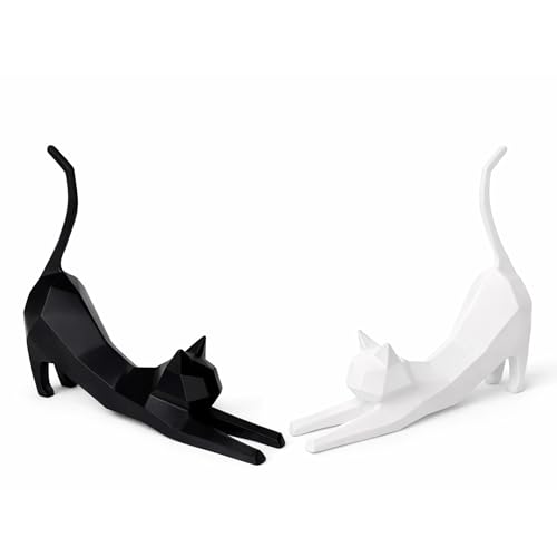 Escultura Decorativa de Gato Geométrico Moderna, Estatua Decorativa Minimalista Estilo Origami, Figura de Gato para Decoración de Salón, Oficina, Estantería o Regalo Creativo