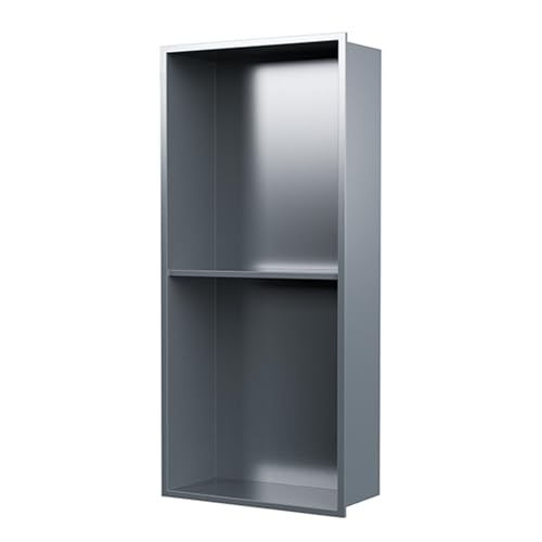 TBLOTYD Shower Niche Brushed Stainless Steel Shower Niche Double Shelves Recessed Shower Wall Niche No Tile Needed Niche