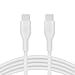 Belkin BoostCharge Flex Silicone USB C Charger Cable, USB-IF Certified USB Type C to USB Type C Charging Cable for iPhone 15, Samsung Galaxy S23, S22, iPad, MacBook, Note, Pixel and More - 2m, White