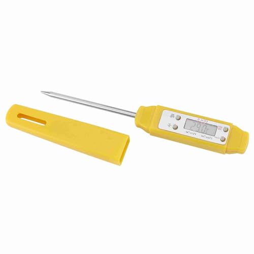 Jwthee Digital Meat Thermometer for Grilling,Digital Instant Read Meat Thermometer with Kitchen Cooking BBQ Meat Probe Kitchen Food LCD Thermometer (Yellow)