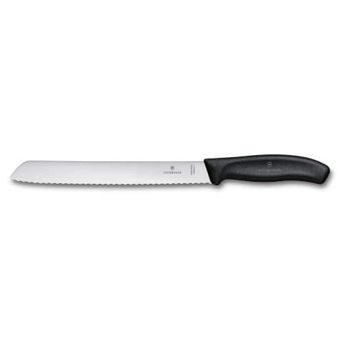 Victorinox Swiss Classic, Profi Brotmesser, Extra Scharfe Klinge, Wellenschliff, 21 cm, Robuster Kunststoffgriff, Rostfreier Stahl, schwarz – Ansicht 1